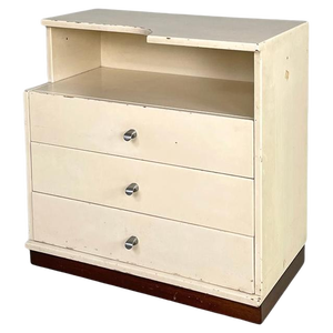 Modern Italian White Wooden Bedside Table with Shaped Top, 1980s