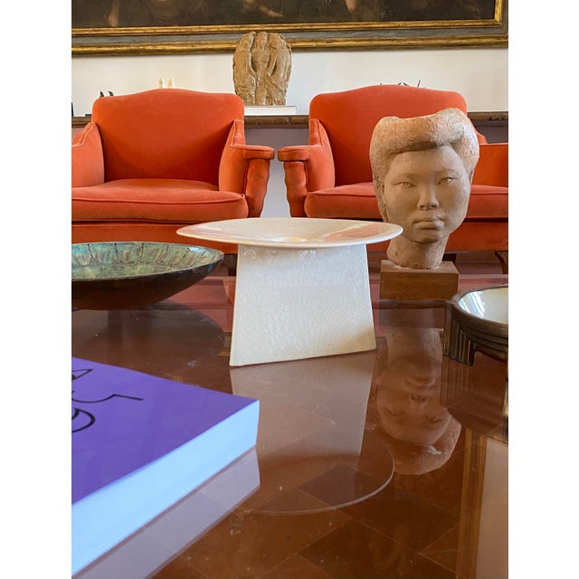 1970s White Craquele Ceramic Vide Poche from Leduc, France, 1970s For Sale - Image 5 of 18