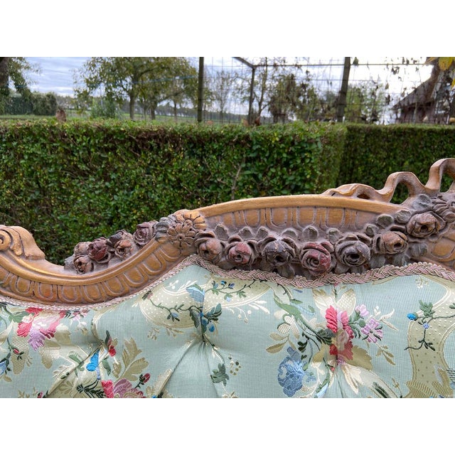 Louis XVI Style Sofa in Green For Sale - Image 6 of 13