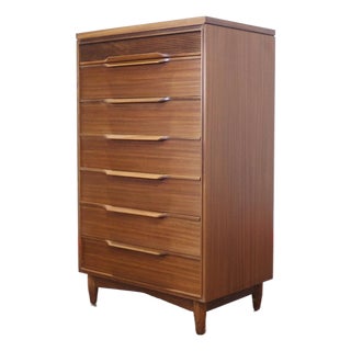 Mid Century Modern Vintage Dresser Chest of Drawers Tall Boy by White and Newton Danish Style For Sale