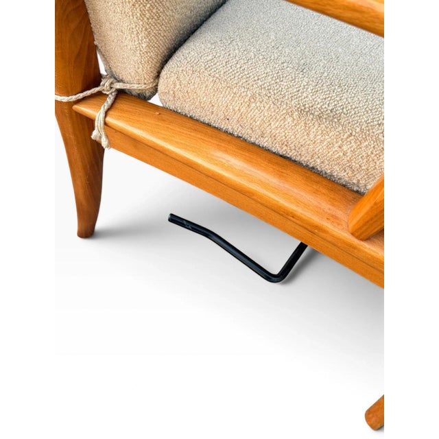 Danish Modern High Wingback Recliner Attributed to Farstrup | Cream Bouclé With Headrest Pillow | Teak Frame For Sale - Image 13 of 15