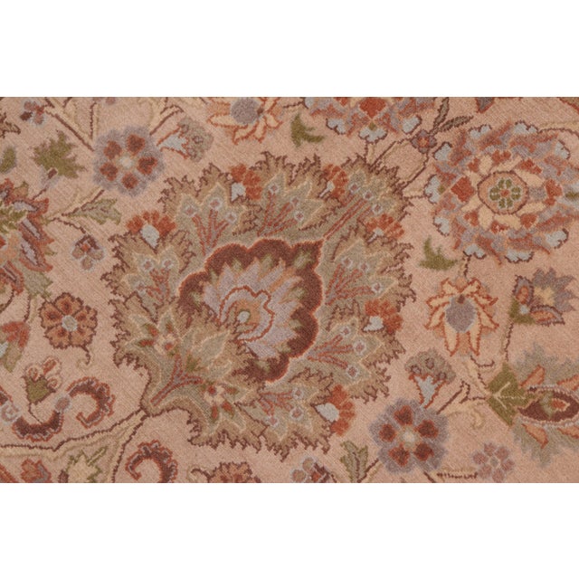 1990s Shabby Chic Pak-Persian Taupe/Green Wool Rug - 7'11'' X 9'11'' For Sale - Image 5 of 10
