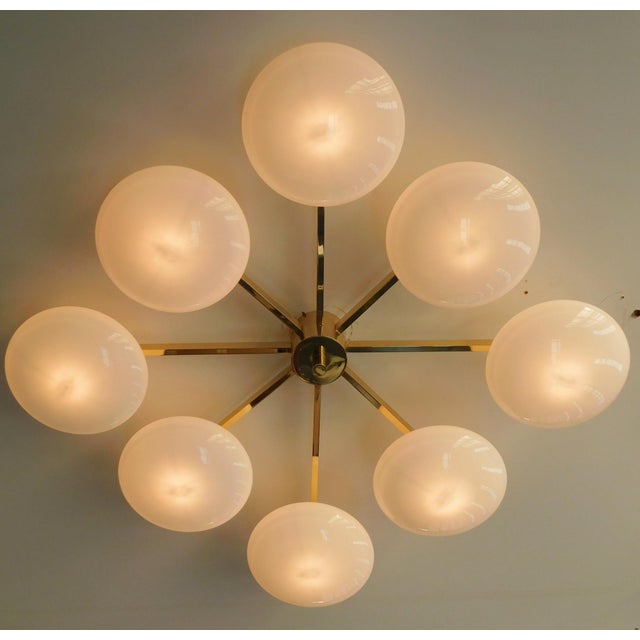 Fabio Ltd 21st Century Otto Polished Brass Glossy White Murano Glass Flush Mount by Fabio LTD For Sale - Image 4 of 4