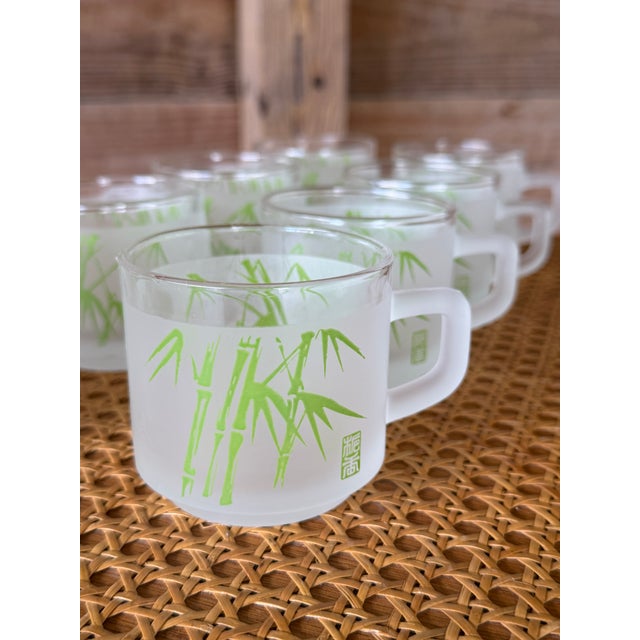 Mid 20th Century Vintage Sasaki Frosted Bamboo Glass Mugs — Set of 8 For Sale - Image 5 of 11