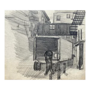 1940s Frank Wallace Philadelphia Industrial Drawing