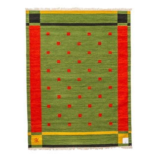 Scandinavian Modern Flat Weave Rug by Karin Bernholm for Axeco Svenska Ab For Sale