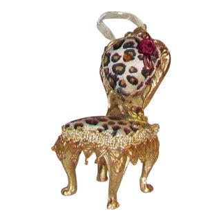Velvet Leopard Print Victorian Chair Ornament For Sale