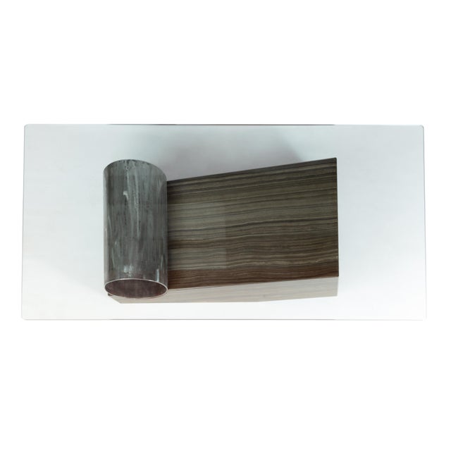 Medes Coffee Table in Wenge Marble and Devastated Iron Metal and Glass by Joaquín Moll for Meddel For Sale - Image 4 of 8