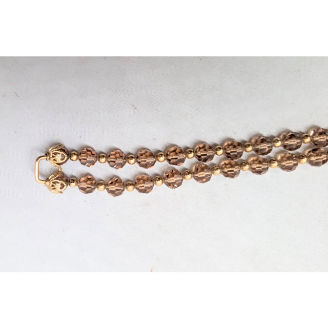 Mid-Century Modern Vintage 1960s Signed Napier 2-Strand Goldtone Faux-Topaz Beaded Bracelet For Sale - Image 3 of 8