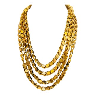 Vintage 115 Gm 18 Karat Yellow Gold Handmade Chain 76 Inch Unique Opera Length For Sale