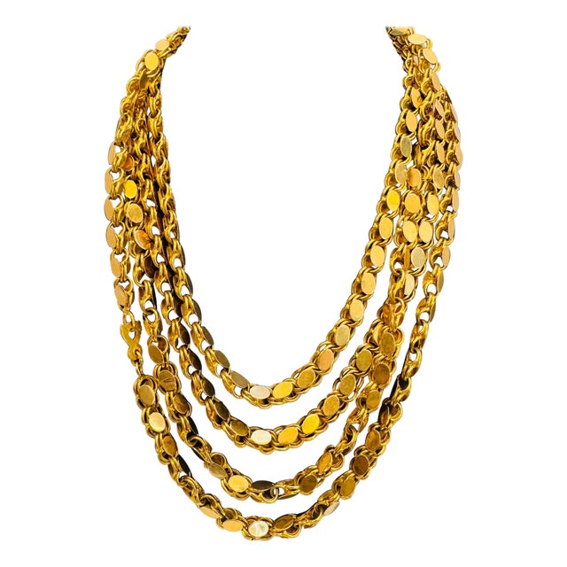 Vintage 115 Gm 18 Karat Yellow Gold Handmade Chain 76 Inch Unique Opera Length For Sale