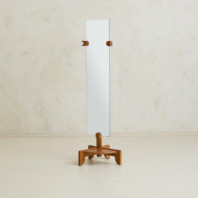 French Oak Floor Mirror by Guillerme et Chambron, 1940s For Sale - Image 18 of 18
