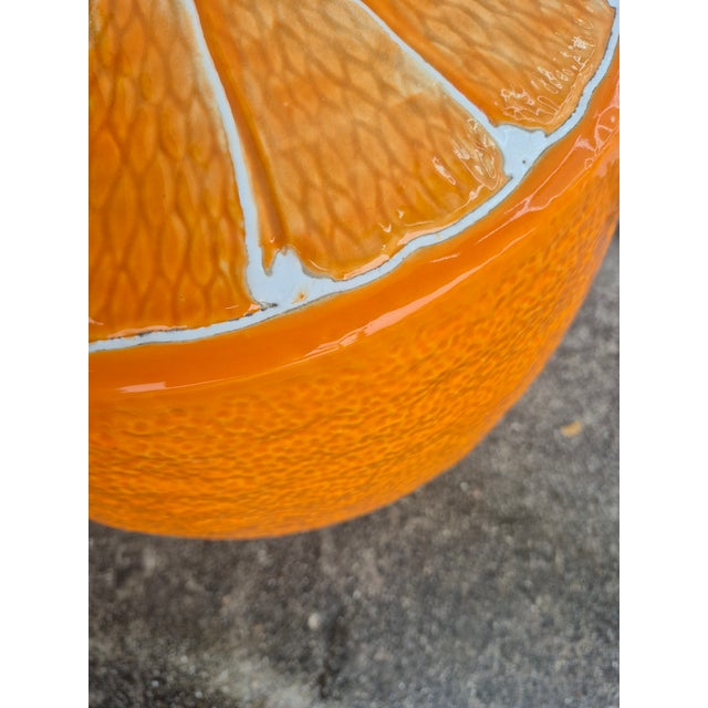 Italian Vintage Italian Glazed Terra Cotta Orange Garden Seat or Stand For Sale - Image 3 of 5