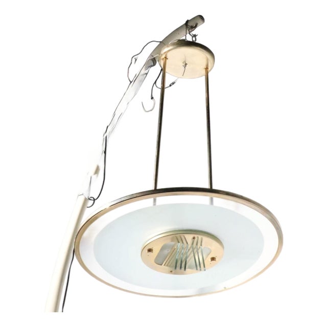 1980s Art Deco Revival Hollywood Regency Style Saucer Halogen Chandelier For Sale