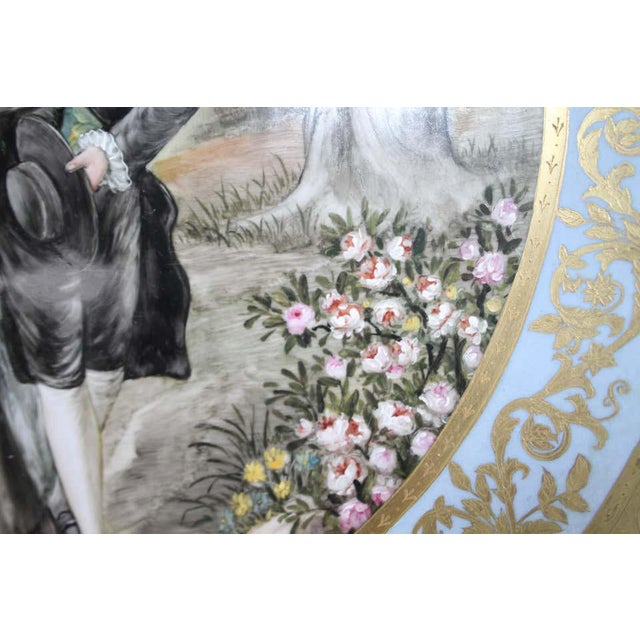 Large 20th Century Viennese Charger Plate or Wall Plaque in Porcelain Depicting Lady and Gentleman For Sale - Image 9 of 10
