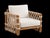 A striking organic modern lounge chair crafted from solid teak with handwoven natural rope detailing along the arms and...
