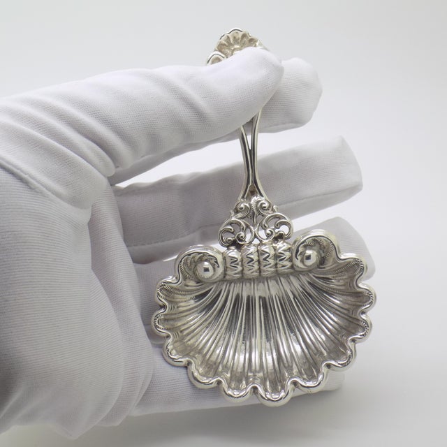 Vintage Italian Handmade Shell-Shaped 925 Sterling Silver Spoon, Padua, 1980s For Sale - Image 4 of 12