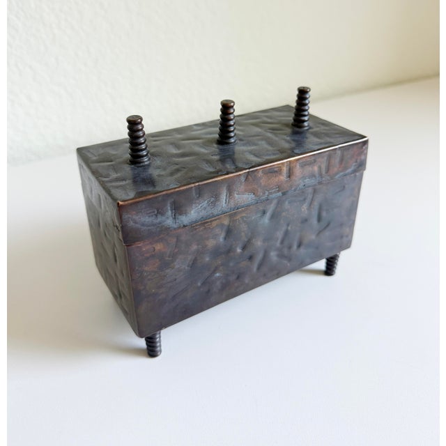 Late 20th Century Postmodern Hammered Copper Box For Sale - Image 4 of 8