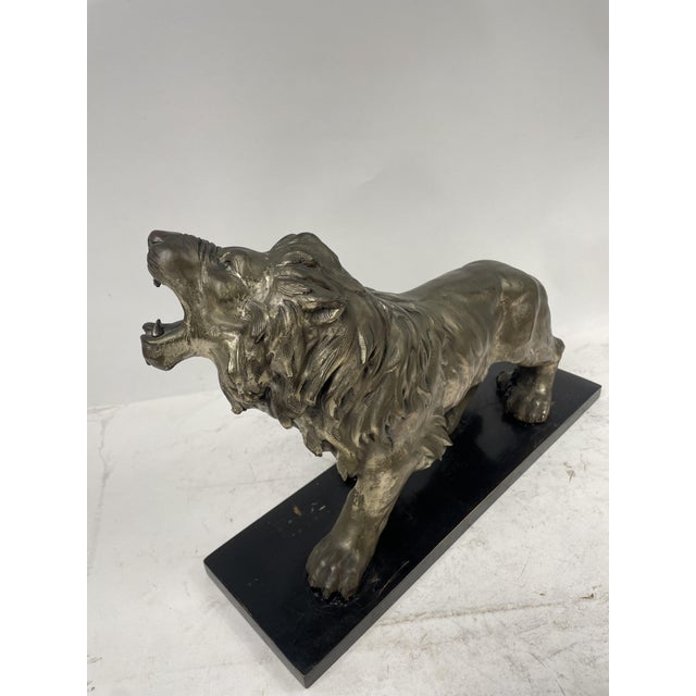 1940s Lion Sculpture in Argentone, 1940s For Sale - Image 5 of 9