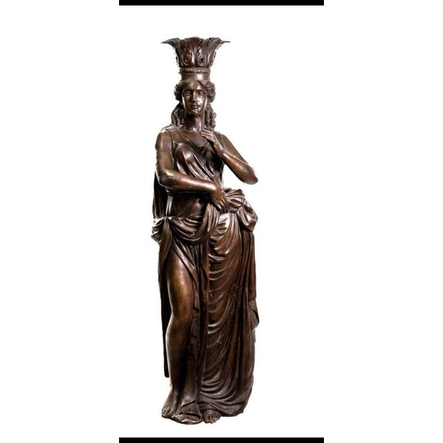 1980s Neapolitan Artist, Large Greek Style Caryatids, 1980s, Bronze, Set of 2 For Sale - Image 5 of 6