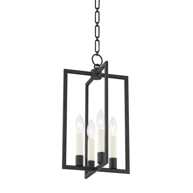 Transitional Mark D. Sikes 4 Light Middleborough Pendant, Small, Aged Iron For Sale - Image 3 of 3