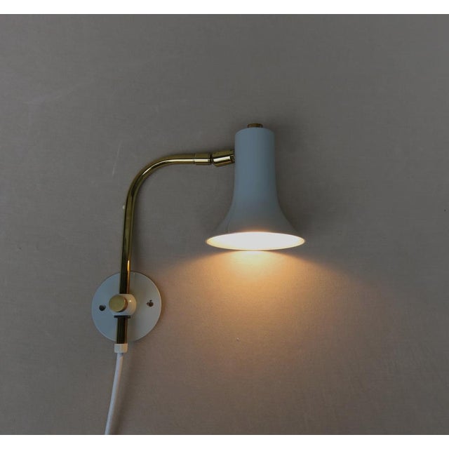 Brass & Light Blue Wall Lights, 1950s, Set of 2 For Sale - Image 14 of 18