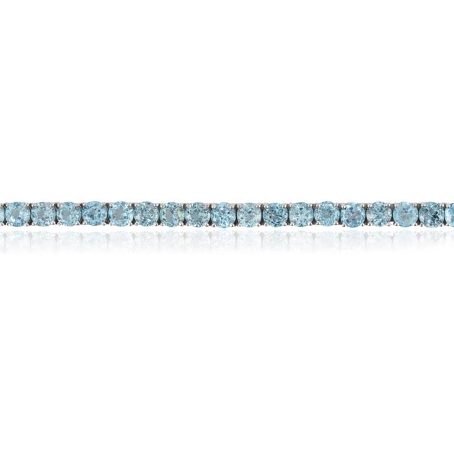 Not Yet Made - Made To Order Early 21st Century 20 CTTW Blue Topaz Tennis Bracelet in 925 Sterling Silver 7 Inch For Sale - Image 5 of 13
