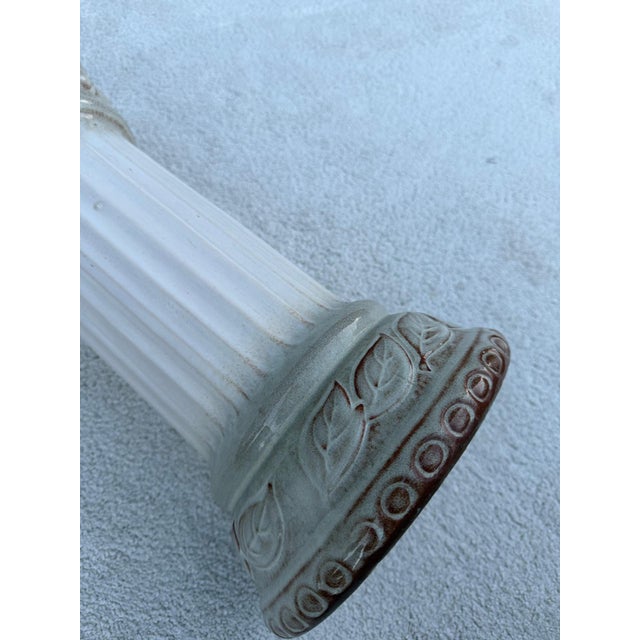 Vintage Ceramic Flower Column with Leaf and Flower Relief, 1960s For Sale - Image 12 of 13