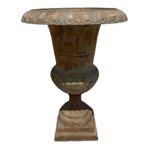 Large 37" Tall Cast Iron Fluted Campana Urn Outdoor Garden Planter