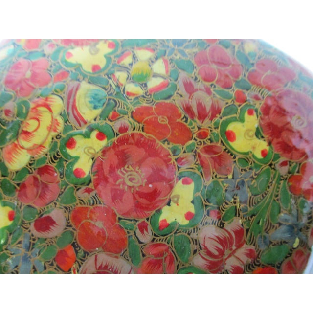 1970s Kashmir Papier Mache' Floral Box For Sale - Image 6 of 10