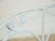 Vintage Wrought Iron Patio Dining Table With Leaf Motif Aqua Cushions and Glass Top For Sale - Image 4 of 7
