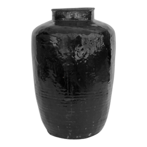 Vintage Tall Black Glazed Wine Jar From China
