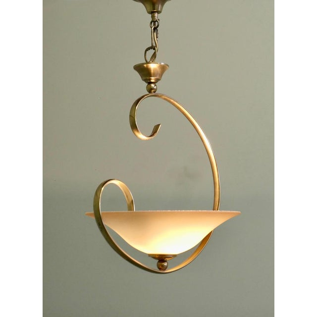 Asymmetrical Modernist Brass and Glass Ceiling Light A bizarre design but it really works, a very unusual design from...