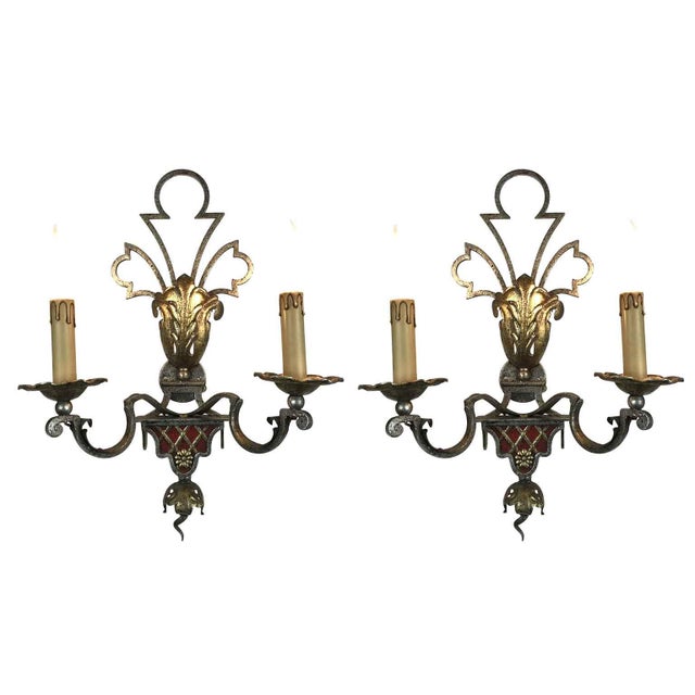 Silver Silver and Gold Iron Appliques, 1980s, Set of 2 For Sale - Image 8 of 8