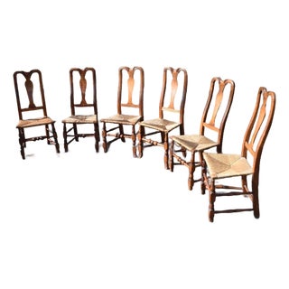 18th Century Set of Six Original American New England Queen Anne Chairs For Sale