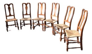18th Century Set of Six Original American New England Queen Anne Chairs