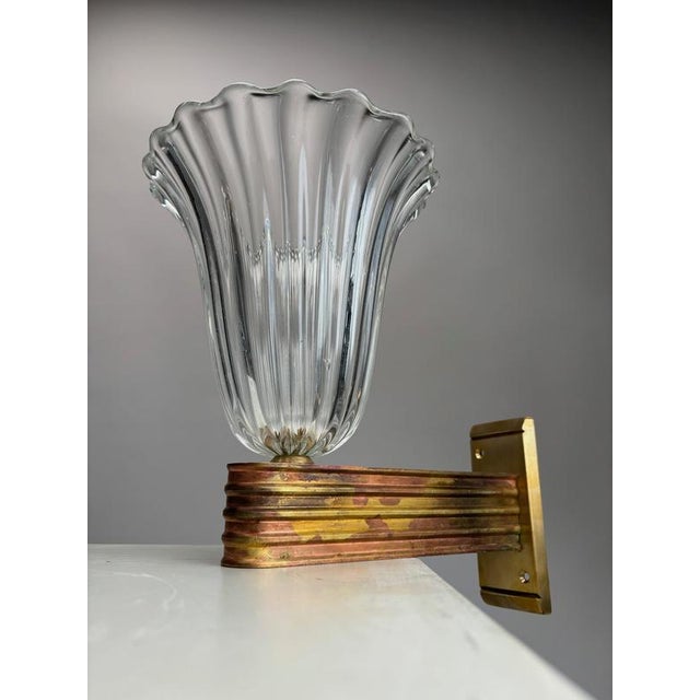 Gold Murano Glass Wall Lamps attributed to Ercole Barovier, Italy, 1940s, Set of 4 For Sale - Image 8 of 13