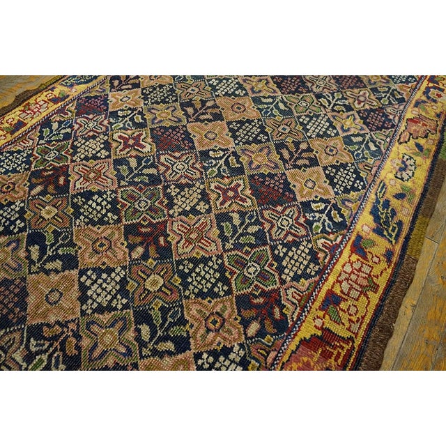 1880s Blue Navy Geometric Antique W. Persian Bijar Rug 3'3" X 14'10" Handknotted Wool Carpet For Sale - Image 4 of 6