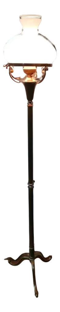 Floor Lamp in Opal Glass and Brass, 1950s