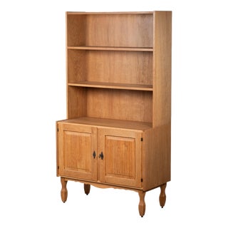 Brutalist Oak Bookcase by Henning Kjærnulf, Denmark, 1960s For Sale