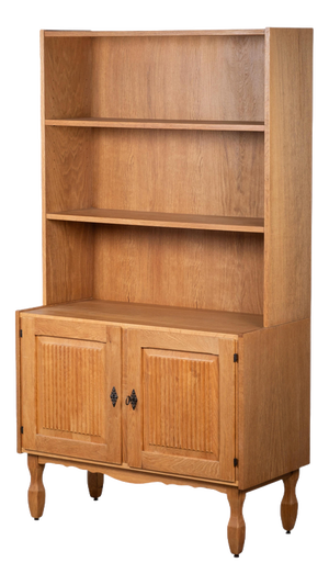 Brutalist Oak Bookcase by Henning Kjærnulf, Denmark, 1960s