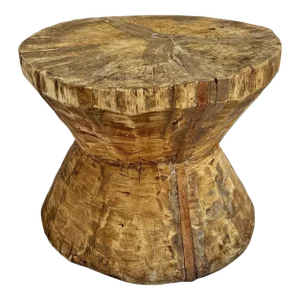 Wood Hourglass Rustic Side Table