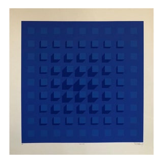 Paul M. Levy, Abstract Geometric 1970s Vintage Silkscreen Screen Print Manner of Vasarely, 1970 For Sale