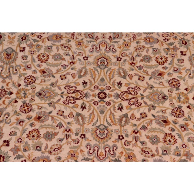 Traditional 1990's Floral Pak-Persian Ivory/Green Wool Rug - 7'11'' X 10'1'' For Sale In New York - Image 6 of 9