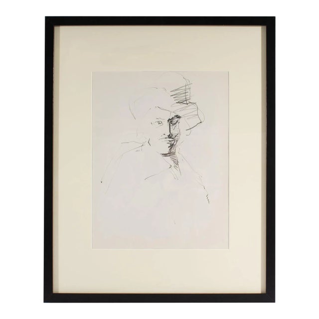 Graphite Portrait Drawing of a Man by James L. Bruch For Sale