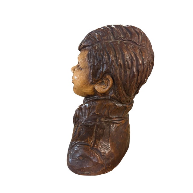 1971 Vintage Glazed Art Bust Sculpture Attributed to Robert Cole For Sale In Greensboro - Image 6 of 8