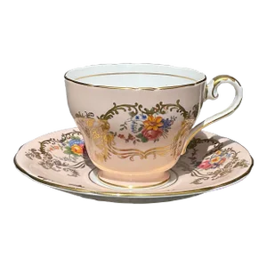 Pink and Gold Aynsley Teacup and Saucer 1934-1950’s