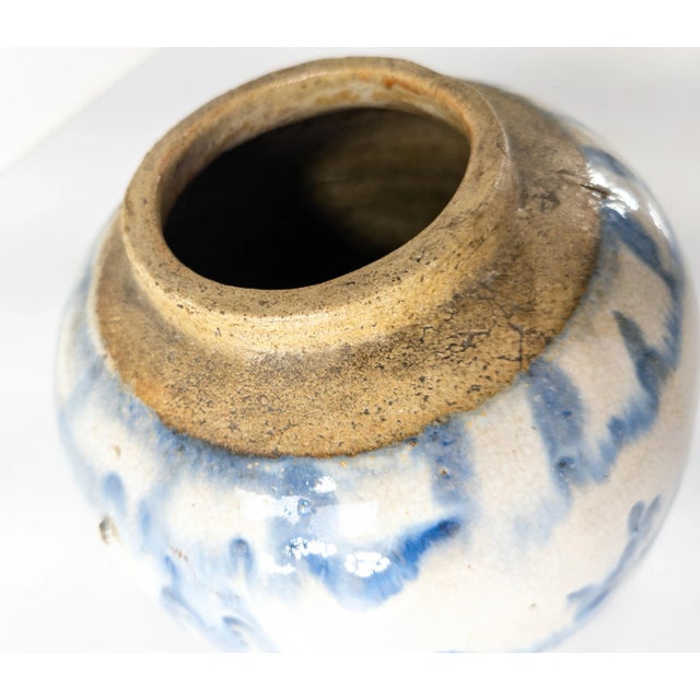 Blue 19th Century Rare and Unusual Chinese Abstract Blue and White Ginger Jar For Sale - Image 8 of 13