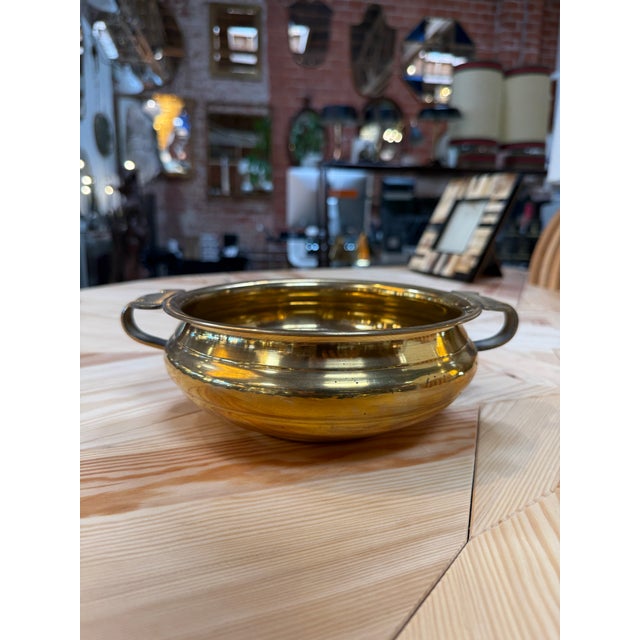 Brass Centerpiece Bowl With Decorative Handles For Sale - Image 4 of 7
