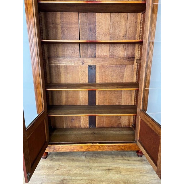 Antique French Glazed Walnut Display Bookcase For Sale - Image 13 of 15